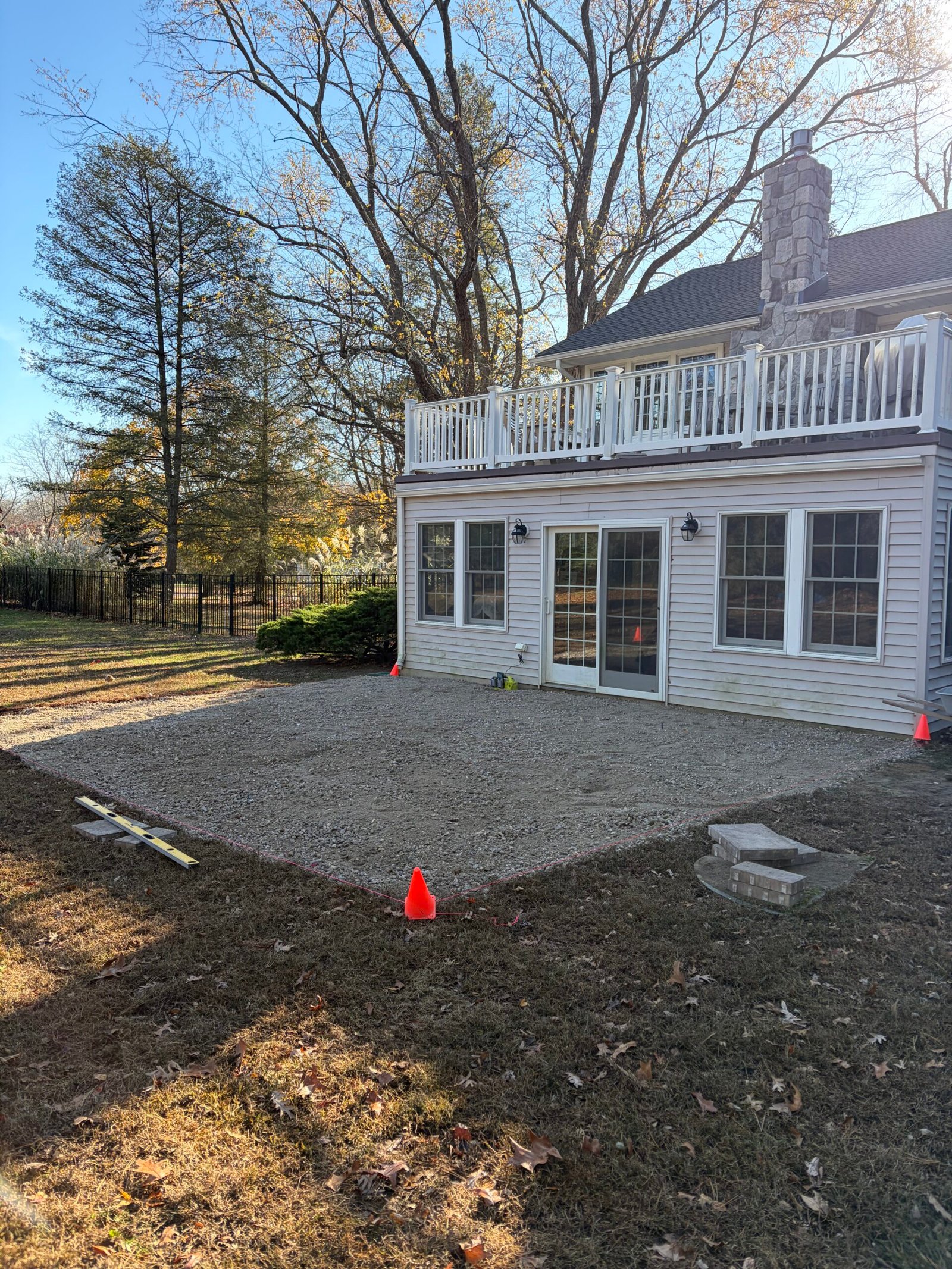 The developing base and its connection to the rear corner of the house.