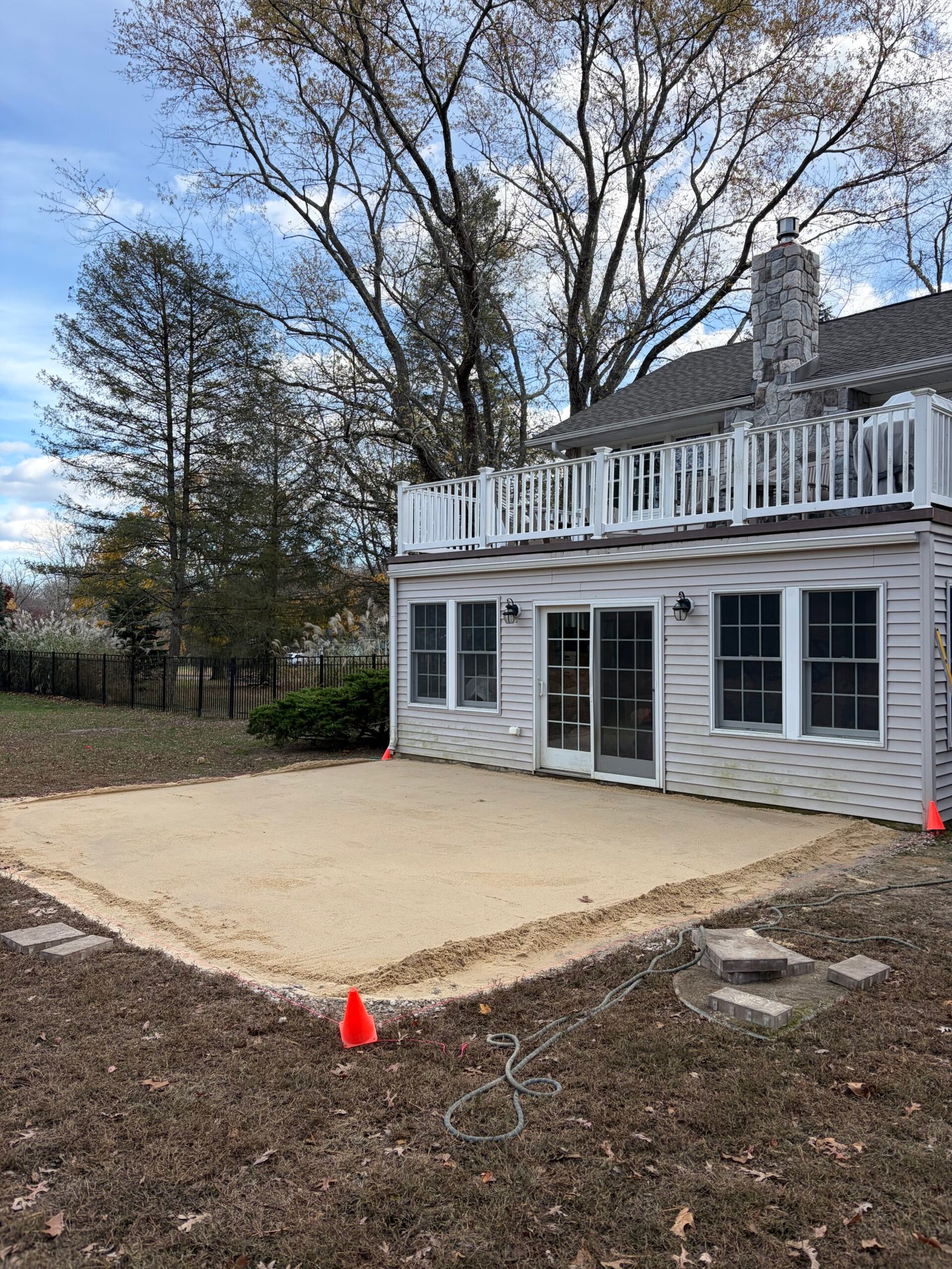 The smooth bedding surface ready for the paver layout.