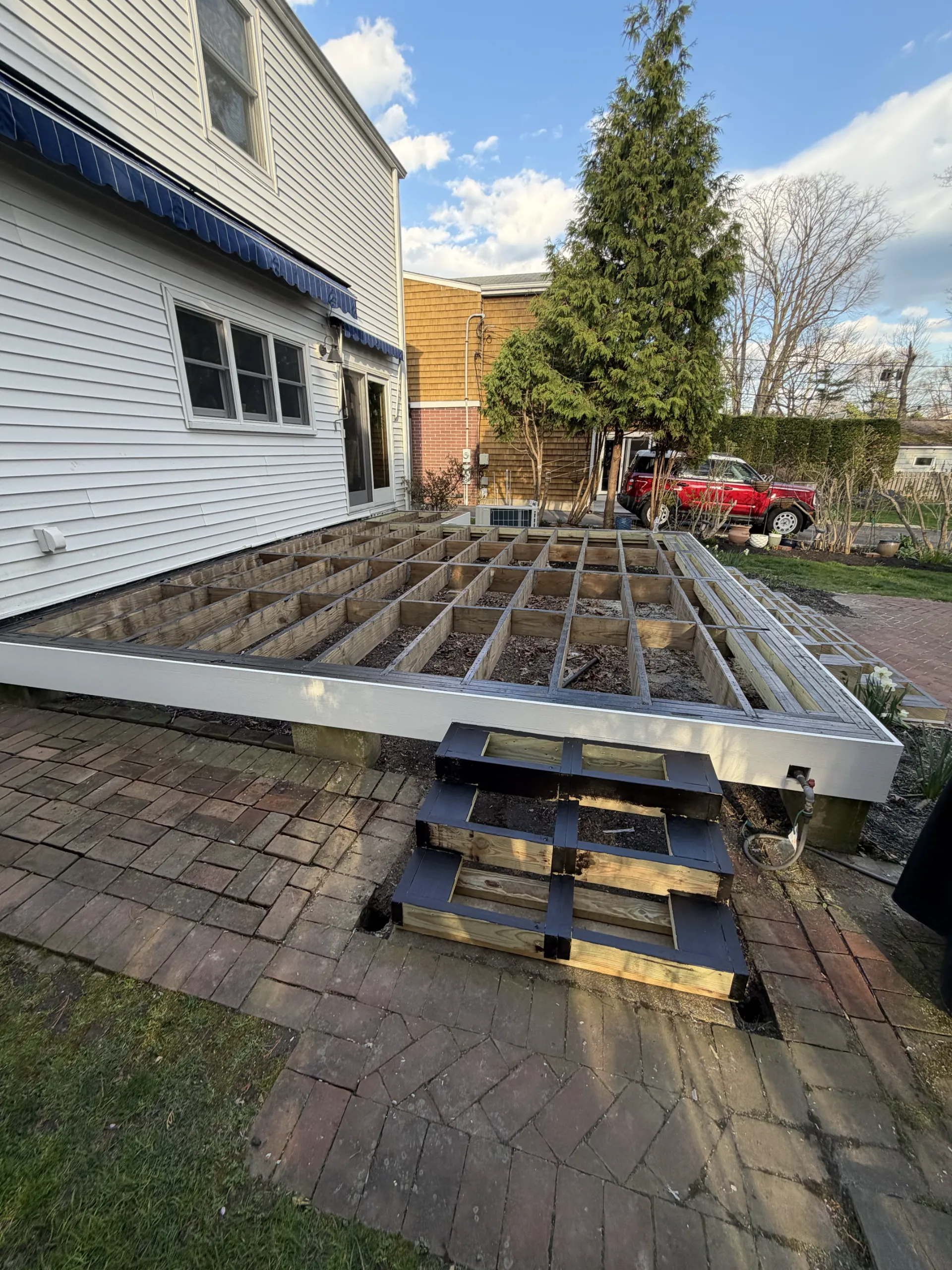 Side stair framing and deck edge preparation
