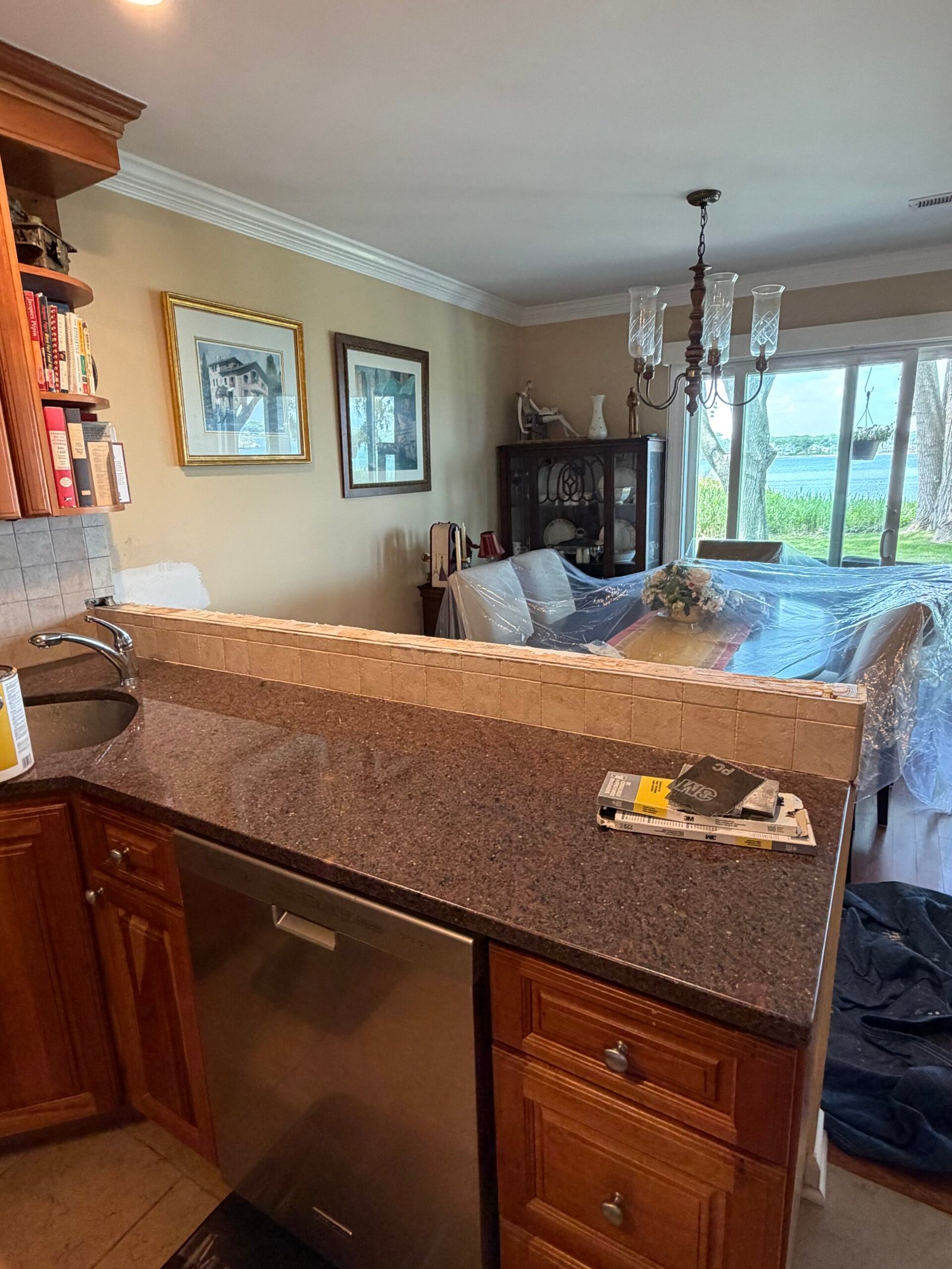 The kitchen-side view with the raised counter cap temporarily removed.