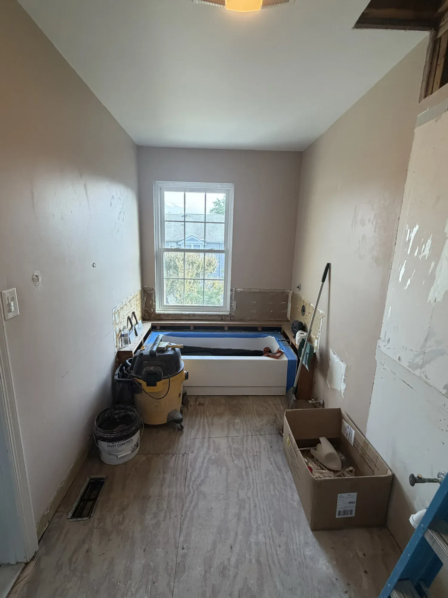 Bathroom floor and tub-area preparation