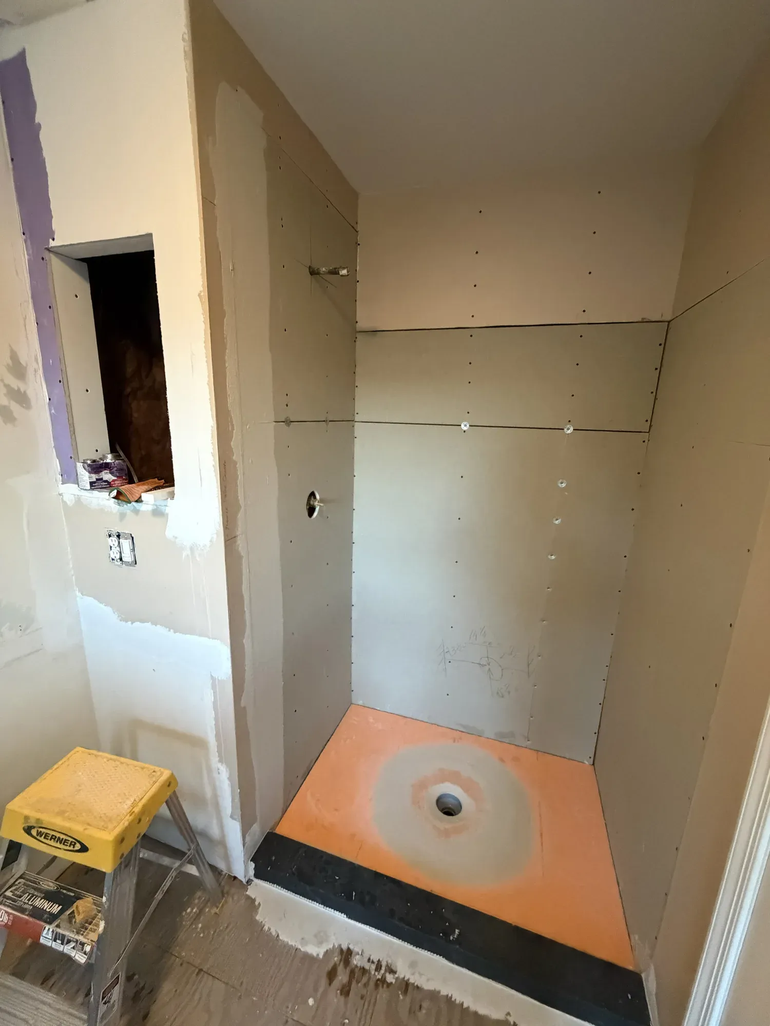 Shower base and backer-panel installation