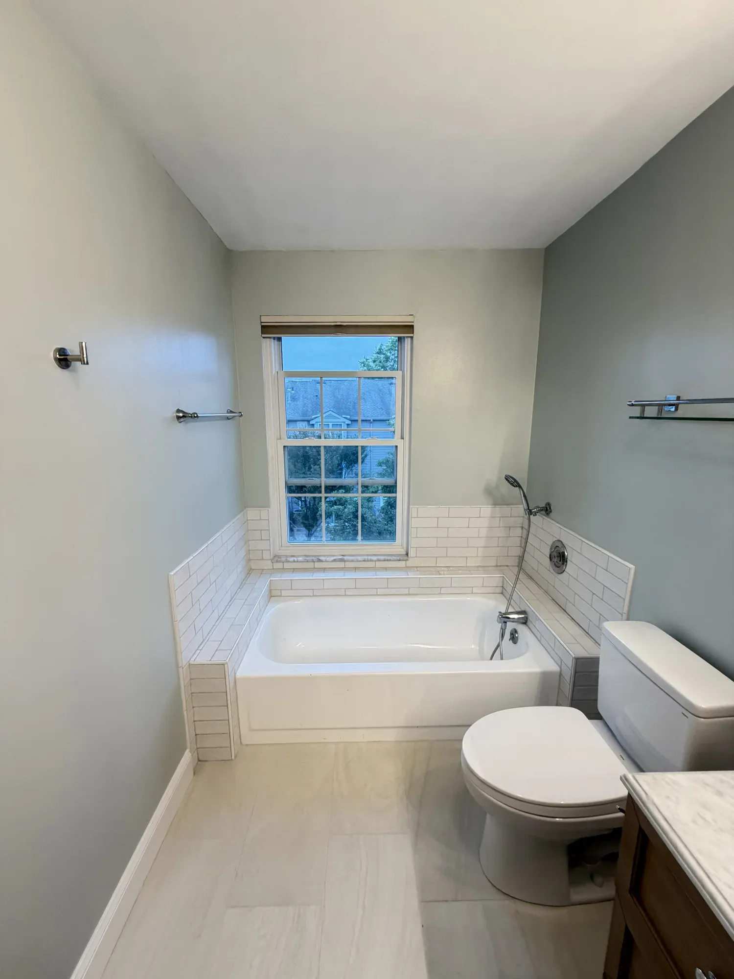 the bathroom tub area — after renovation
