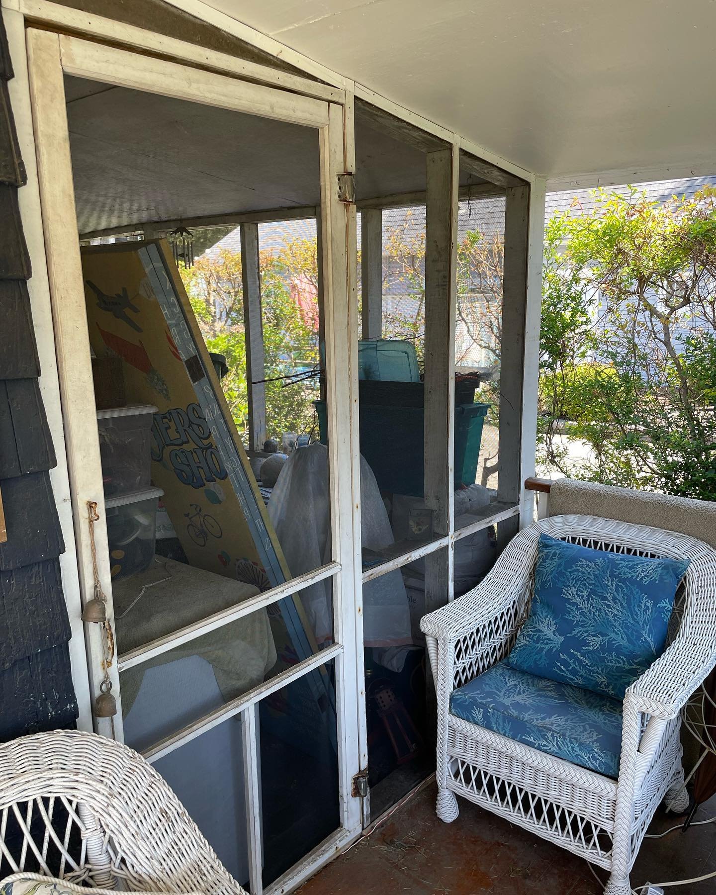After: renewed screening in the porch entrance and screen door panels.
